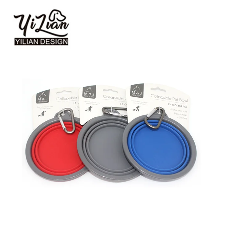 2-pack Foldable dog bowl, food grade BPA free, collapsible expandable cup cutlery pet dog cat food water  portable travel bowl