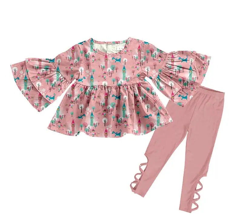 Boutique high quality long sleeve shirt matching leggings clothes for  top with zebra pants outfits