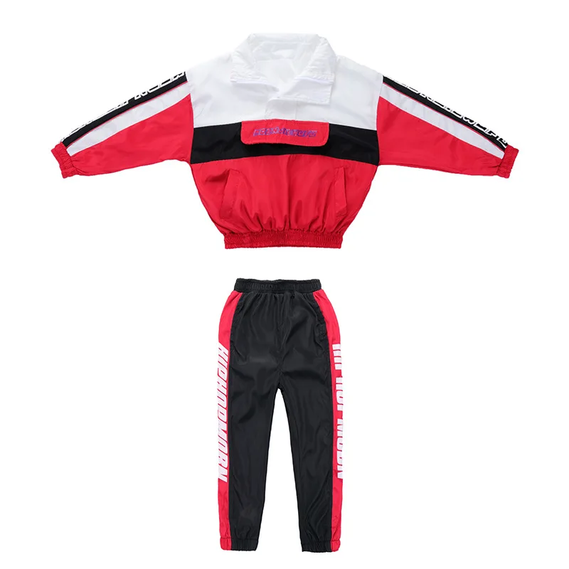 Костюм детский из куртки и брюк, уличный танцевальный костюм в стиле хип-хоп, одежда для мальчиков и девочек, Осень-зима
