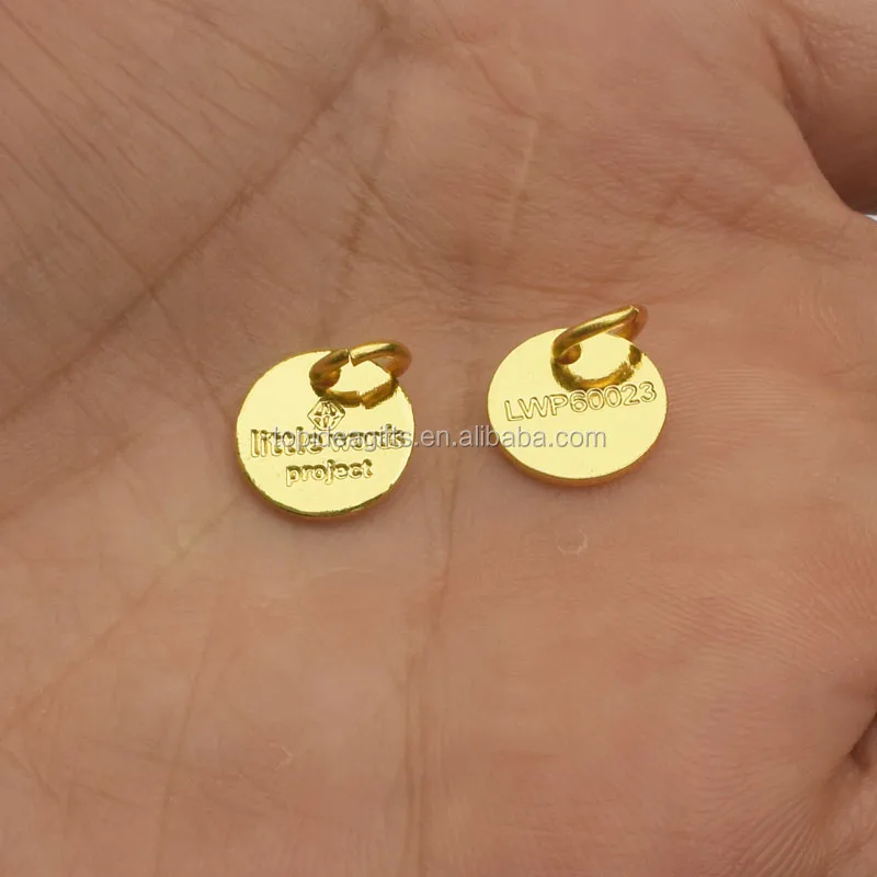 Gold & Silver Finish Horse Logo Metal Sandblast Round Jewelry Bracelet Pendant Tags