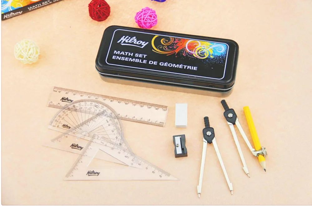 9pcs math set good quality, mathematical instruments, geometry box mathematics set