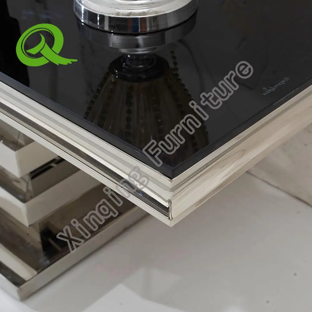 
modern cheap hot sale stainless steel glass top TV unit TV bench 