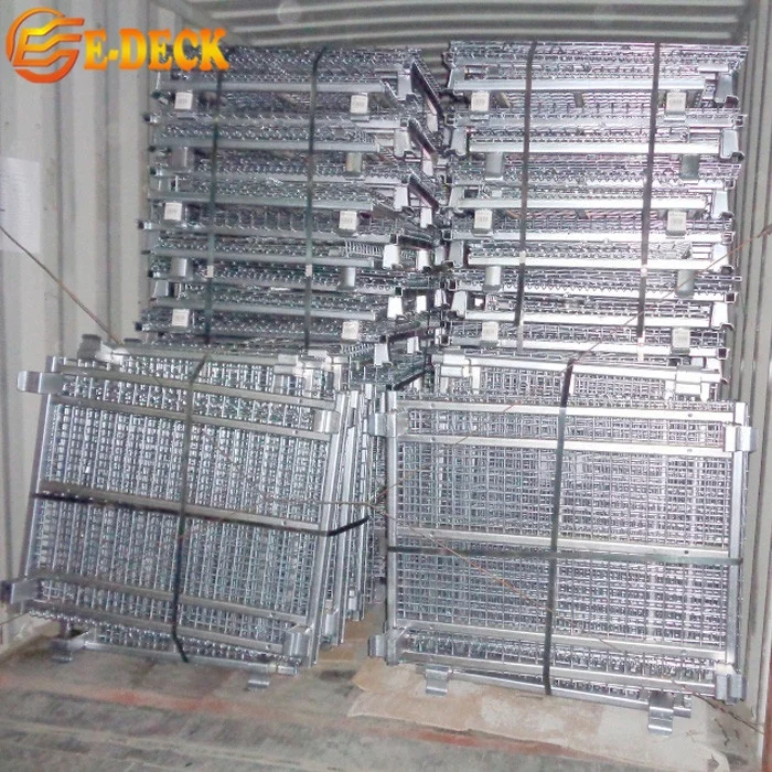  Оптовая продажа складной Складной Складской оцинкованный стальной сварной проволочной сетки запасные части для хранения цинковый контейнер корзина клетка
