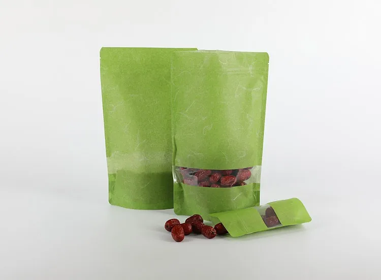 Eco-friendly oker brand white rice paper bags stand up rice paper pouches for dry food, snacks