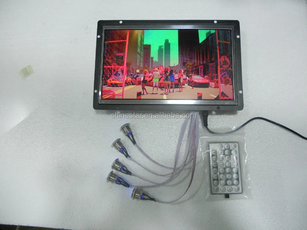 10 inch open frame LCD digital signage video player display with external buttons for advertising