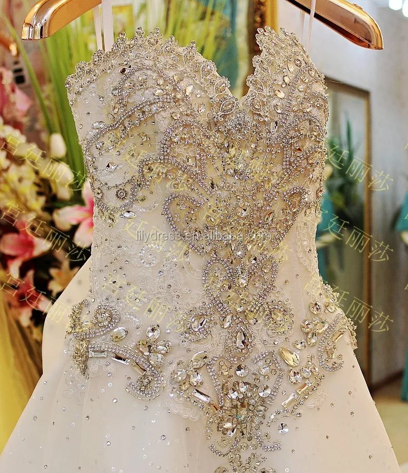 Crystal Beaded Floor Length Custom Make Long Formal Bridal Gown BW364 sweetheart a-line beading bling wedding dresses