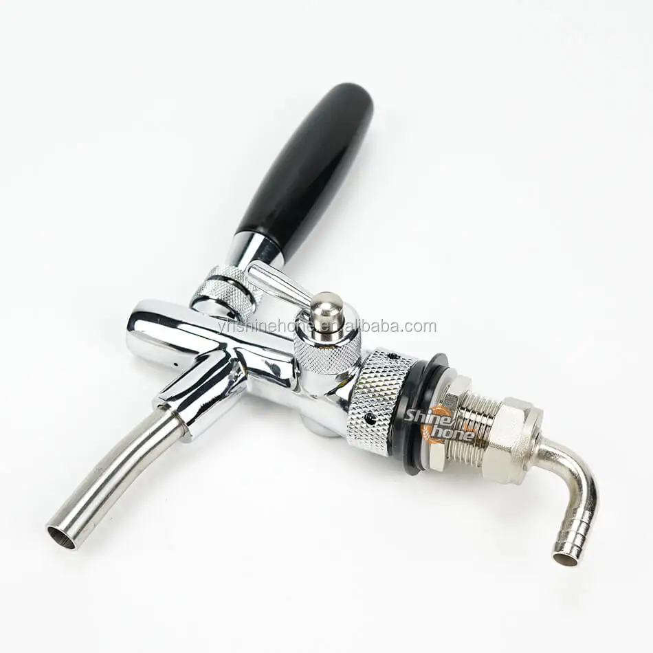 Chromed Draft Beer Taps Beer Faucet With Flow Controller Liquid Thread Ball Lock Disconnect For Homebrew Beer