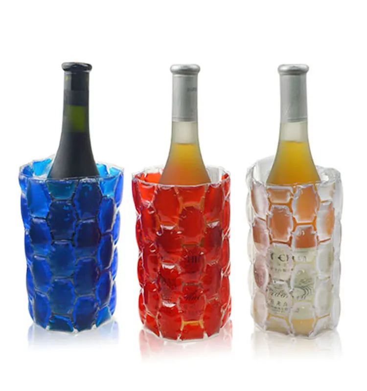 Reusable PVC Ice Sleeve Packs Wine Cooler Bag Chiller Gift Bags Bottle