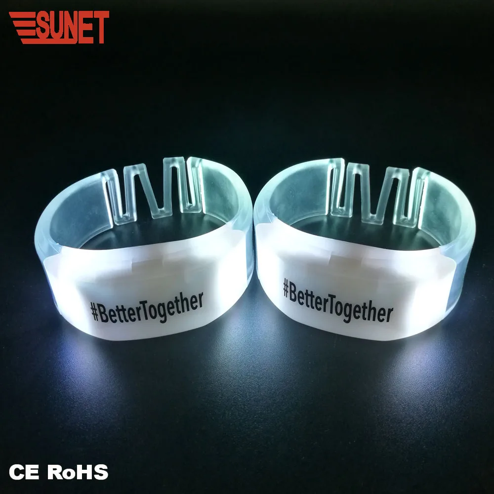 SUNJET Music Festival LOGO Printed Remote Control Glowing LED Bracelet Control DMX