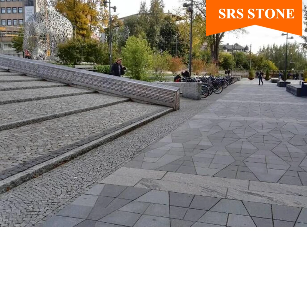 
China Black basalt paver natural split cube driveway granite 