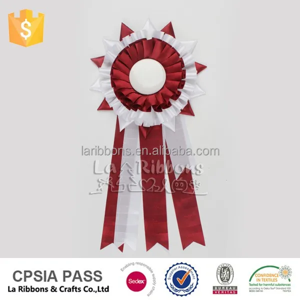 Horse meeting place ribbon made rosette award ribbon with tinplate buttons