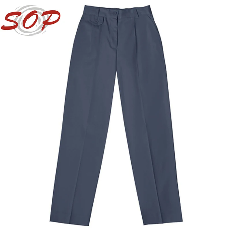 Dark Navy School Uniform Pants For Junior Boys With Elastic Waistband Kids trousers school uniform manufacturer from China