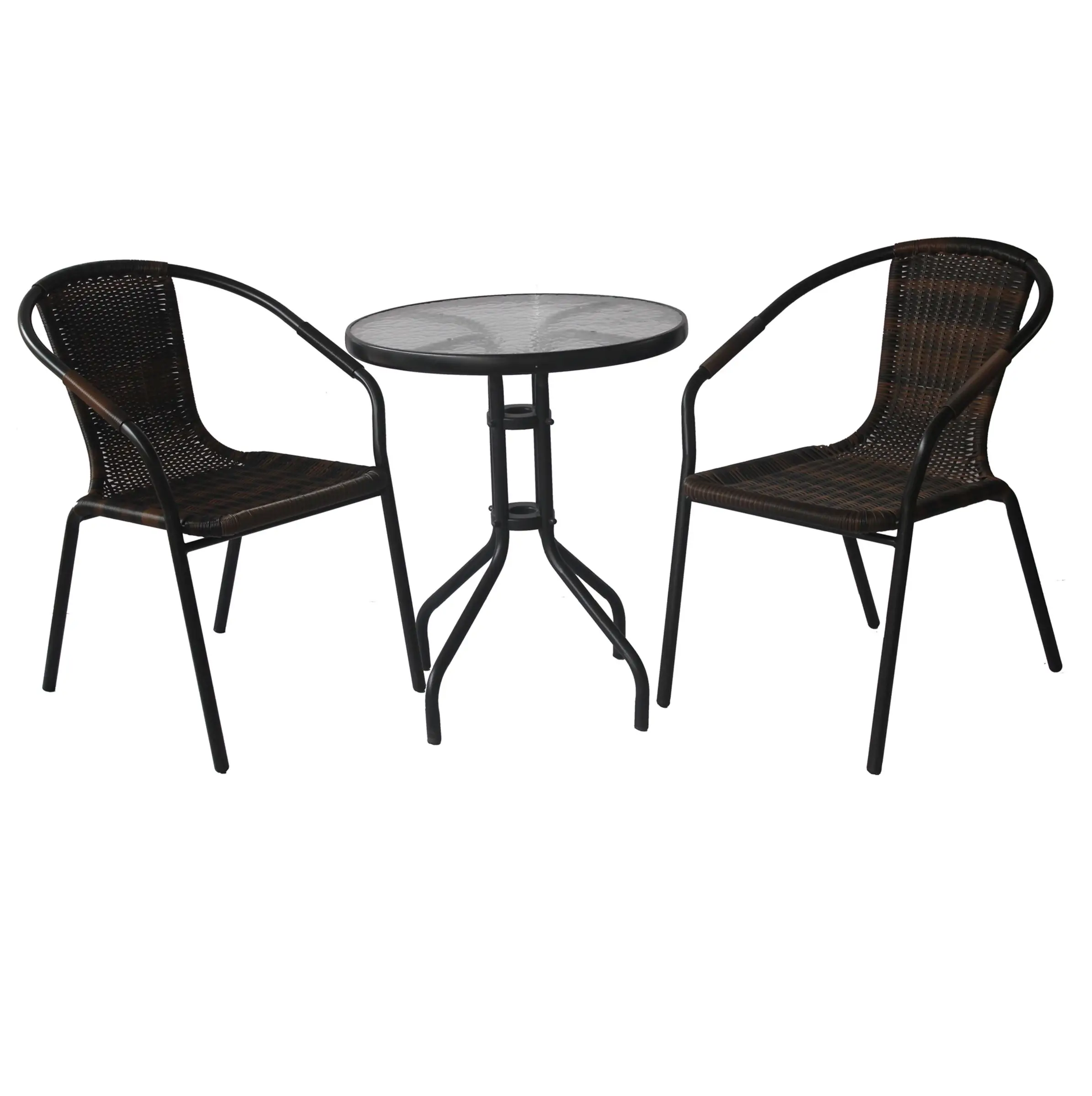 
Commercial Furniture Glass Rattan Chair And Table 
