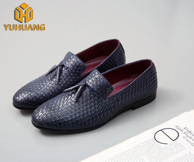 
Woven leather fashion driving shoes red sole men dress shoes 