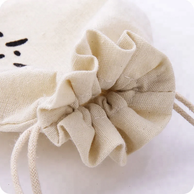 Qetesh Oem Organic Gift Cotton Drawstring Pouch Bag With Custom Design