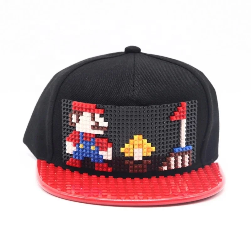 Wholesale Custom Fashion Diy legos Baseball Caps Kids And Adult Flat Brim Hat Snapback