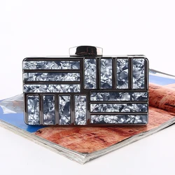 Factory direct wholesale whole metal frame acrylic evening bag brand new twill lining box clutches for women party prom banquet