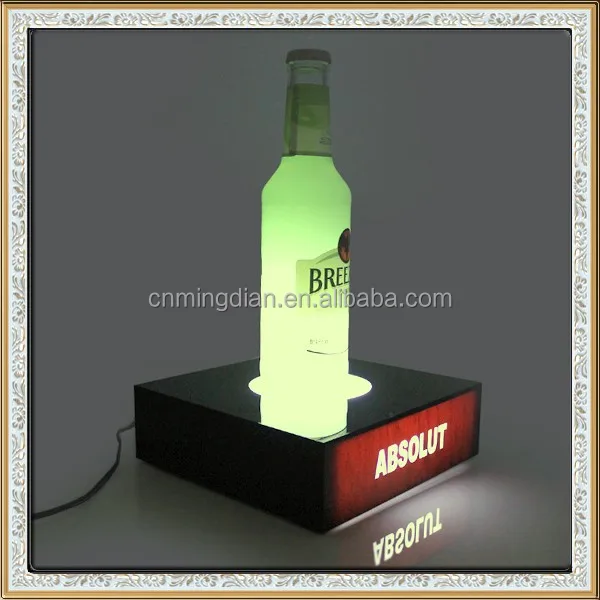 illuminated beer display pedestal, Acrylic LED wine bottle display stand, acrylic illuminated beer bottle display stands