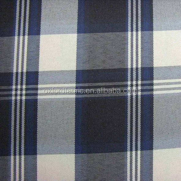 100%polyester blue white check fabric for table cloth fire proof tent fabric