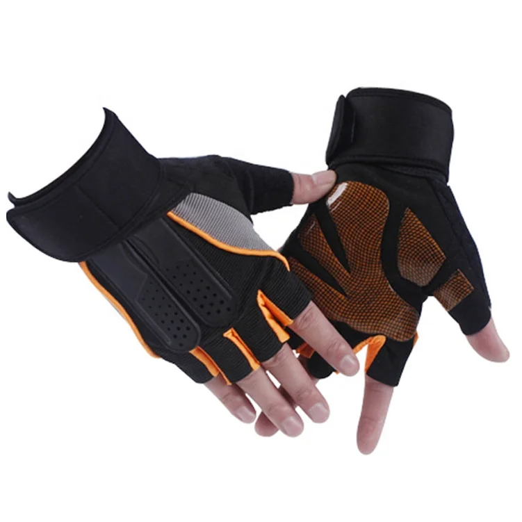 Non Slip Wearable Weightlifting Fitness Wristband Gloves Half Finger Sport Gym Gloves