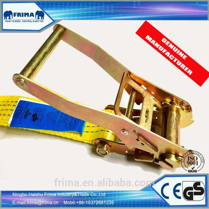 4Ton GS Standard Ratchet Webbing Strap Polyester Tie Down with Metal Handle with 2pcs double J Hooks