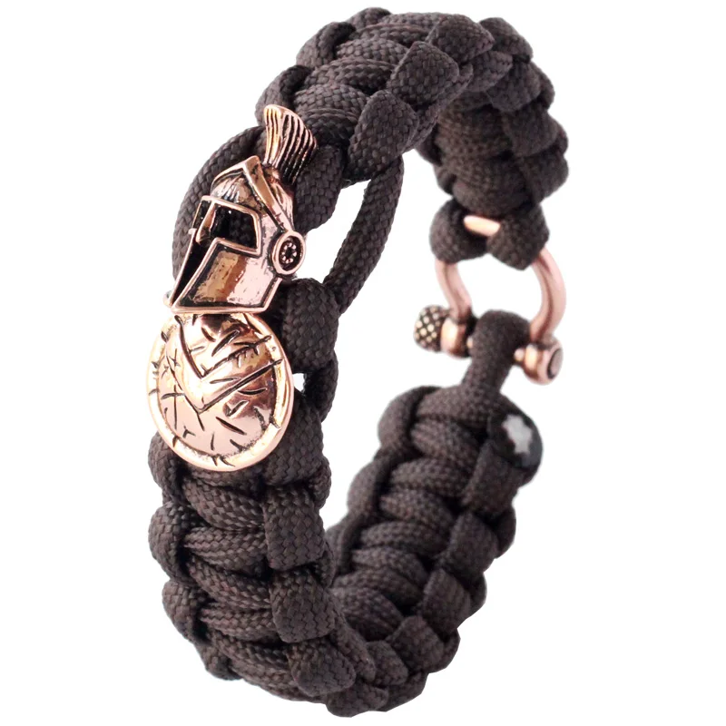 QingGear Handmade Helmet Charm Bead Nylon Rope Survival Bracelet With U Shackle Emergency Tactical Bracelet