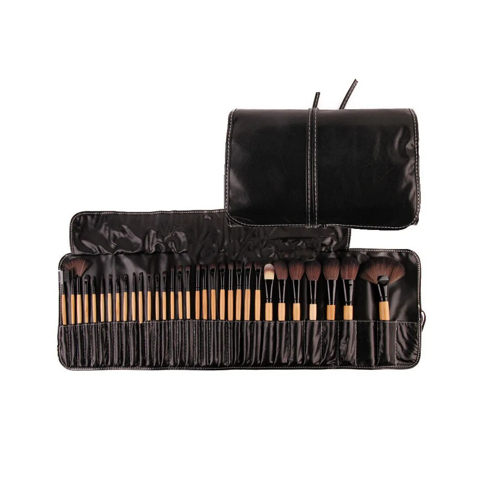 Wooden Charcoal Brushes Make Up 32 Pcs Pieces Makeup Brush Set