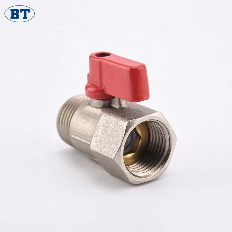 Small Mini Brass Ball Valves 1 8 Inch F/M with Nickel Plated 300 PSI for Water Shower Head