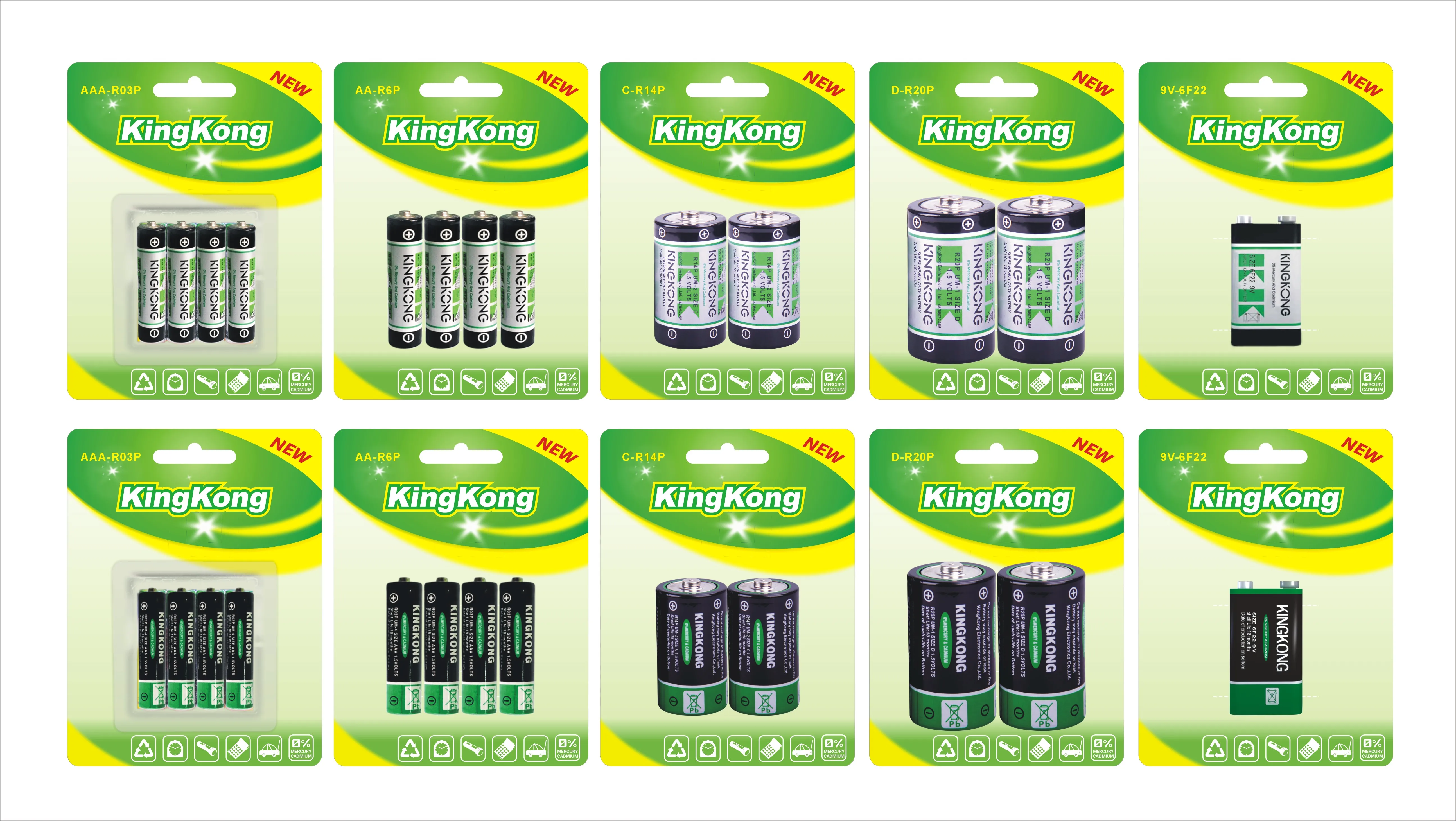 Kingkong Brand R6P 4S (AA UM-3)  1.5V volt Extra Heavy Duty carbon zinc battery