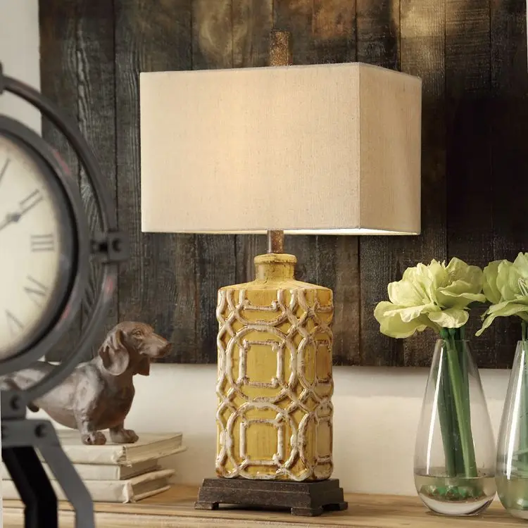 wholesale old style luxury vintage antique hotel bedside ceramic table lamps