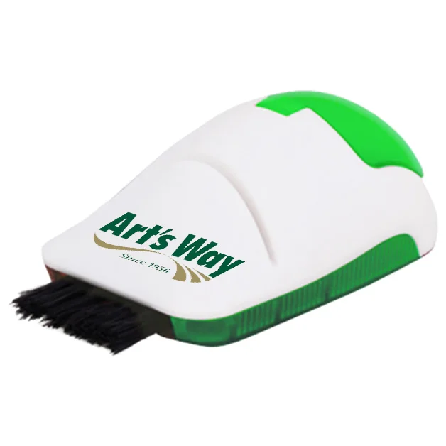  3 in 1 solid white plastic mouse black push keyboard brush business name card holder flip open container office paper clip