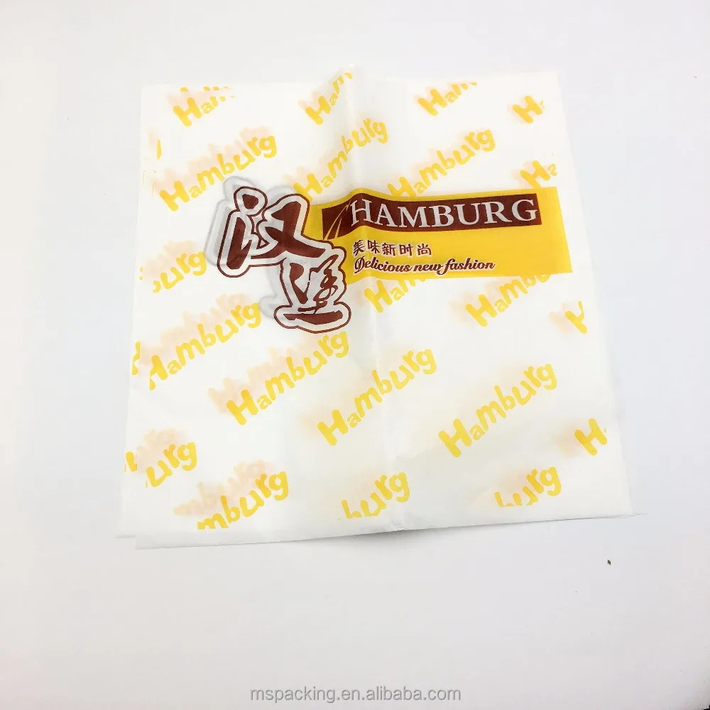 Custom Printed Burger Wrapper Wax Paper Hamburger Greaseproof Coated Paper Food Wrapping Paper With Customized Design