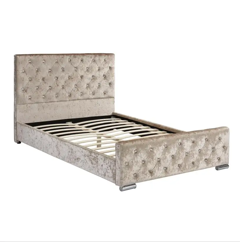 Unique gold beautiful crushed velvet fabric bed