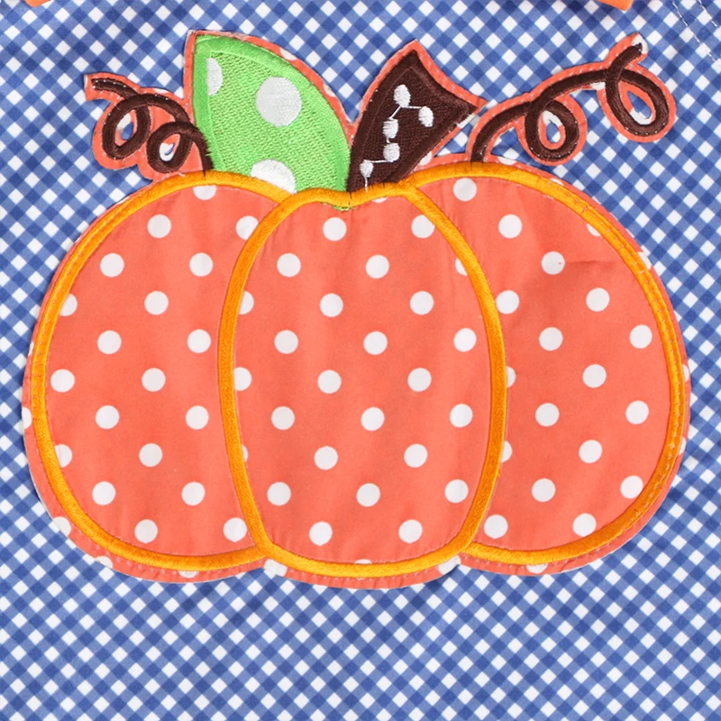 Bulk Wholesale Kids Clothing Cotton Baby Clothes Romper Dotted Pumpkin Applique Halloween Romper For Kids Girls