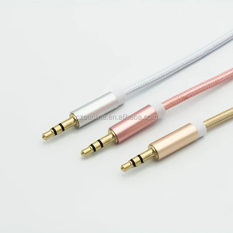 
wholesale male to male nylon braided aux cable 3.5 mm audio jack aux extension cable 
