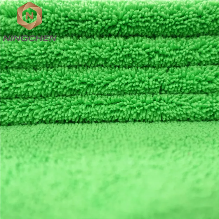 Blue Color Microfiber One Side Long Pile One Side Short Pile Towel Fabric