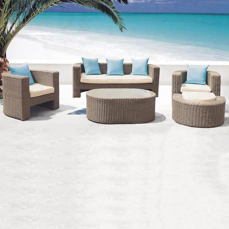 Outdoor rattan sofa garden furniture wicker sofa set with table patio rattan outdoor furniture