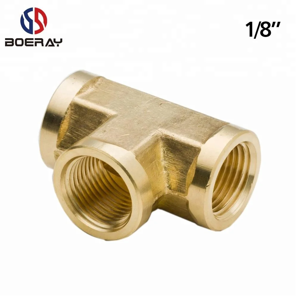 S.A.E NPT Standard 3 Way Tee Metal Brass Pipe Fitting Female