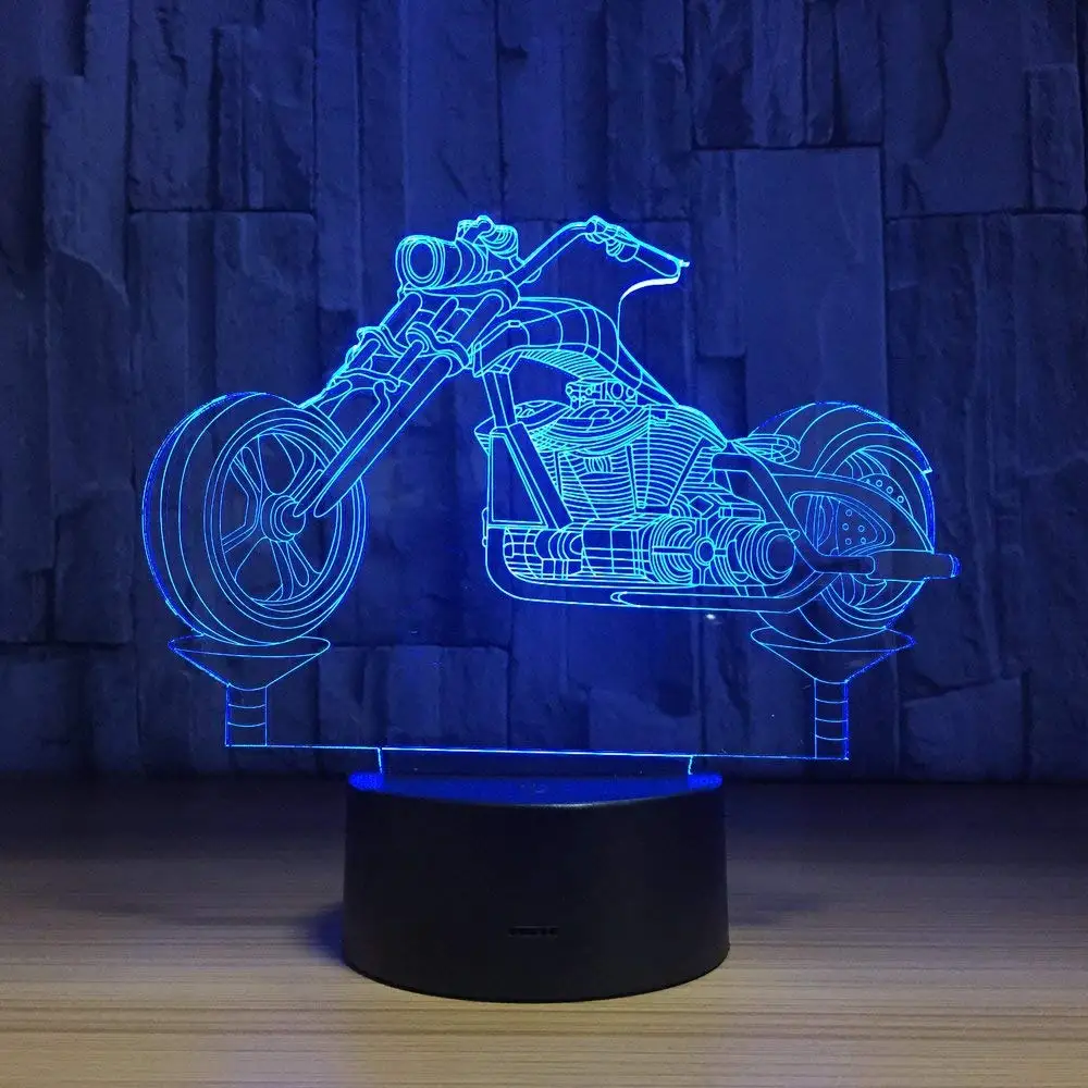Motorcycle 3D Optical Illusion Lamp 7 Colors Change LED Night Light Toys for Children Kids