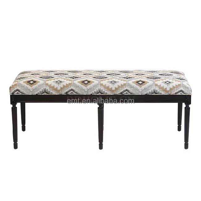 French baroque style bed foot bench memory foam cushioned bed end stools