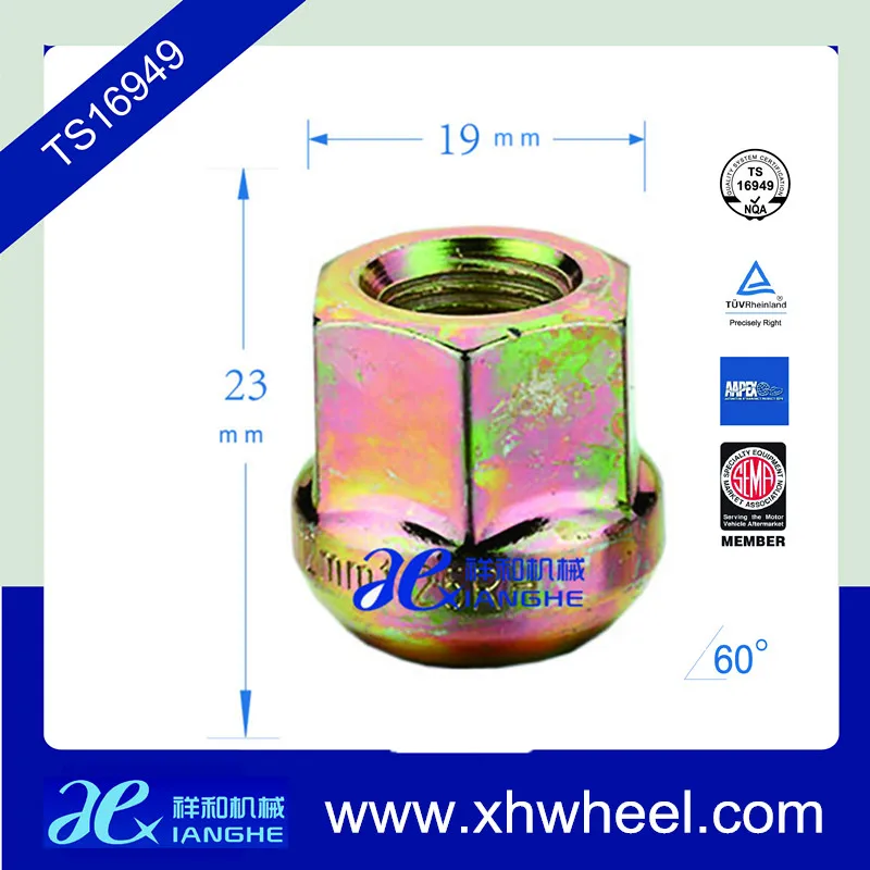 M12 цвет шестигранной гайкой хромированная колесные гайки, титана колесные гайки