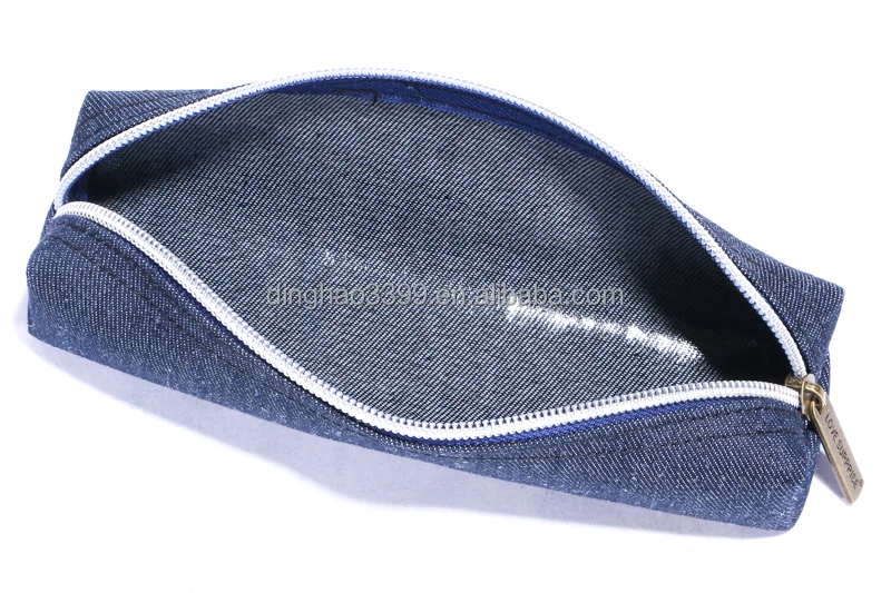 Dongguan factory direct sale jeans fabric pencil case/hot sell durable jeans pencil case/primary school case jean pen pouch