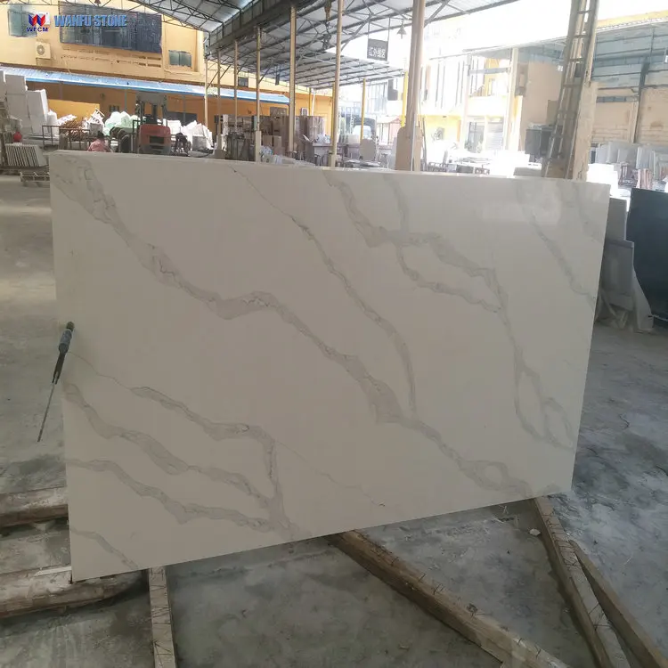 Kitchen Table Top Material White Calacatta Design Quartz Countertop