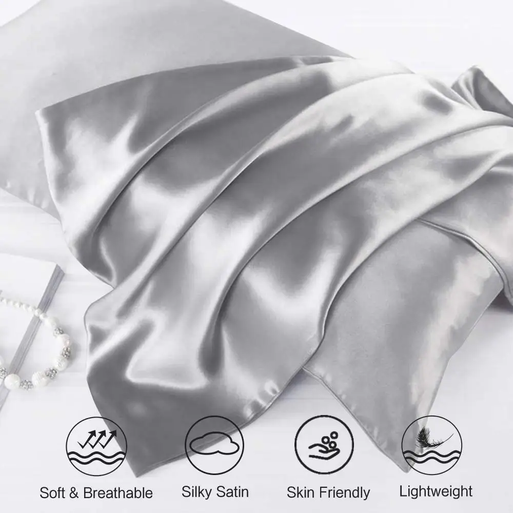 Super Soft and Breathable Satin Silk Pillowcase With Hidden Zipper Luxury Silky Pillow Case