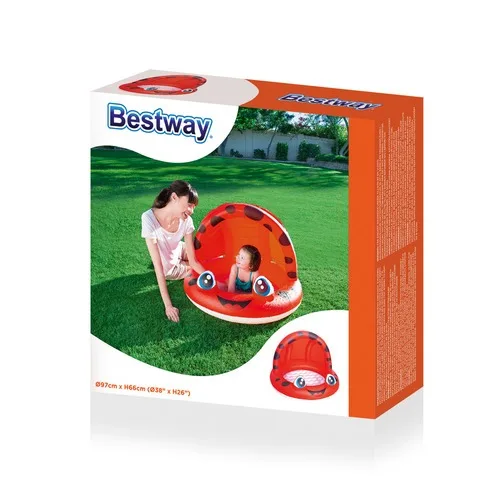 Bestway 52189 Baby Paddling Pool with Sun Shade Inflatable Floor for Comfort