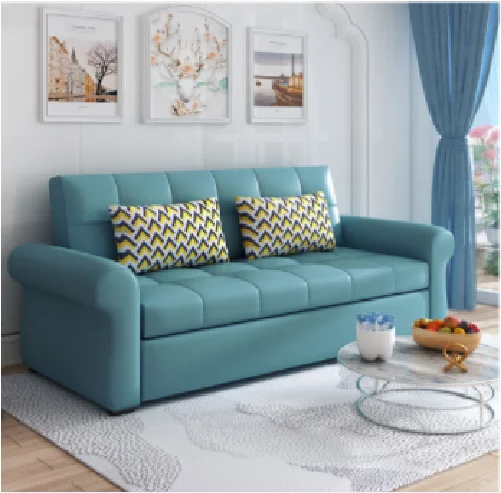 Home living room funiture sleeper couch full grain white recliner cum set leather sofa bed