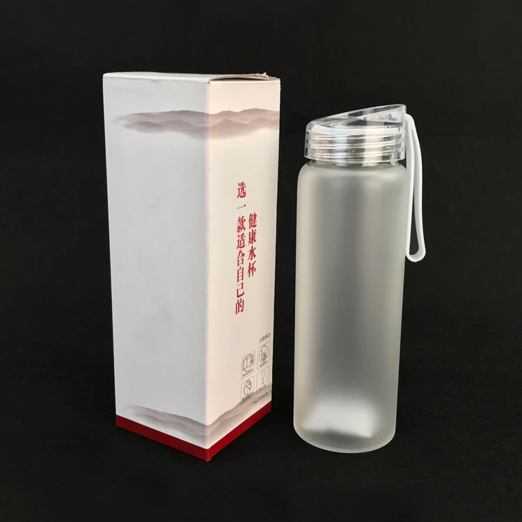 500ml Sublimation Blank Frosted Color Drinkware Matte Glass Water Bottle