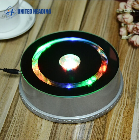 3D crystal rotating base  adapter powered 15leds 16cm diameter rotary led light base