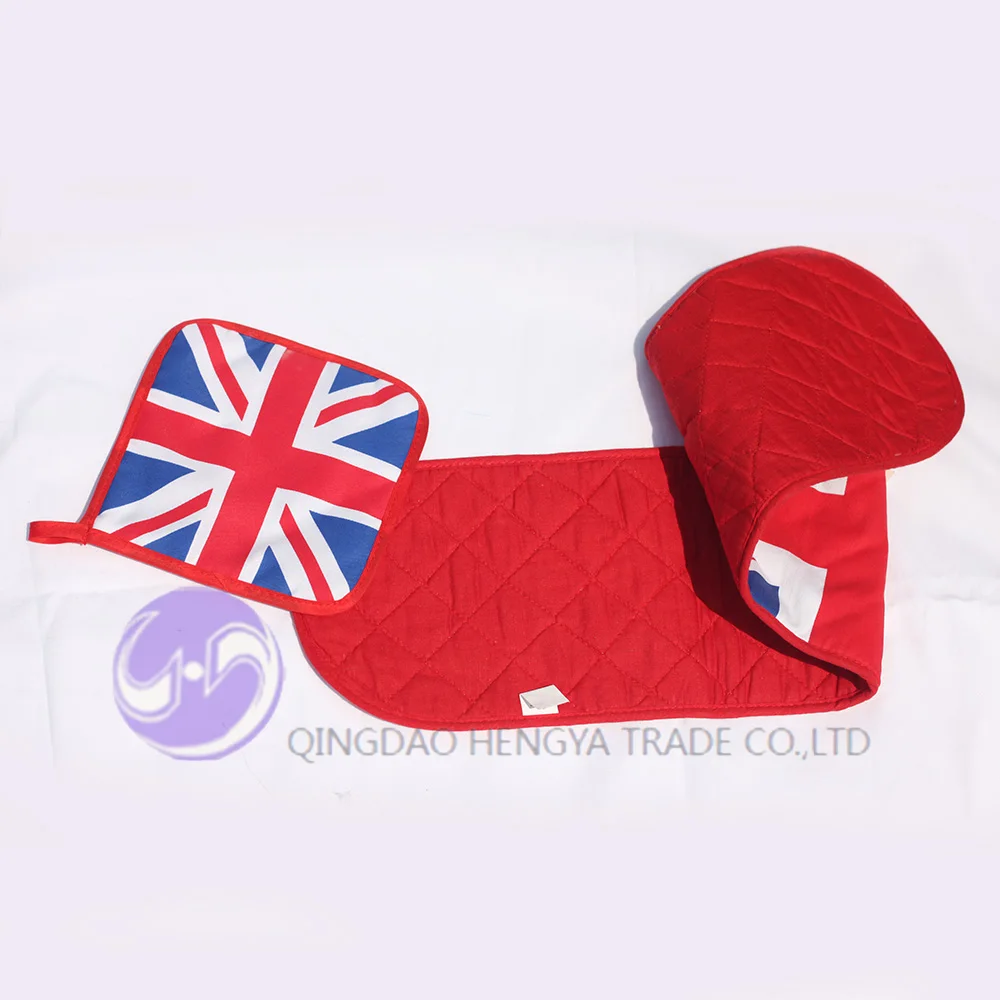 Custom design heat resistant cotton double oven mitt