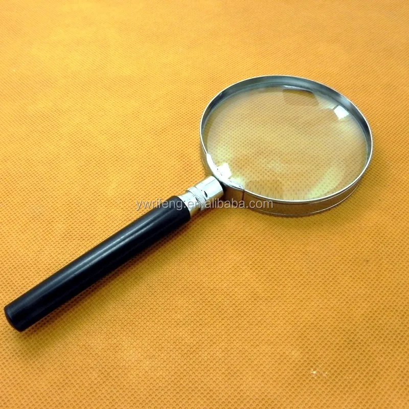 hot sale semimetal Glass Material 75mm magnifying glass:Handheld metal magnifier;semimetal,wooden handle magnifier